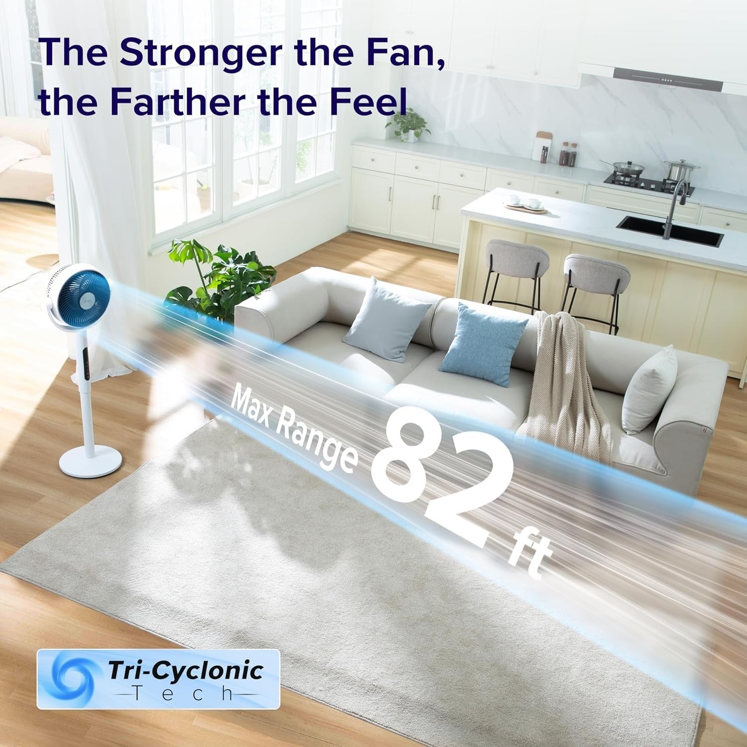 9-Speed Quiet Floor Fan – Adjustable Height DC Motor Air Circulator w/ Remote