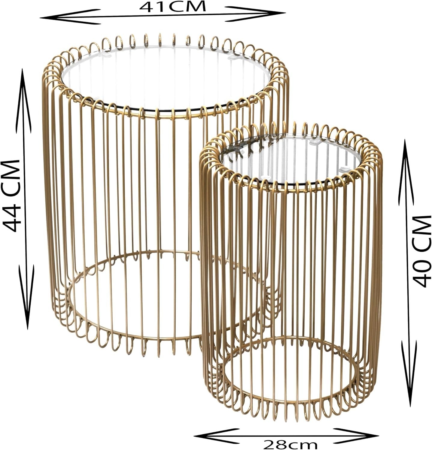 Round Gold Mirrored Side Table Black Glass Top Accent Coffee End Bedroom