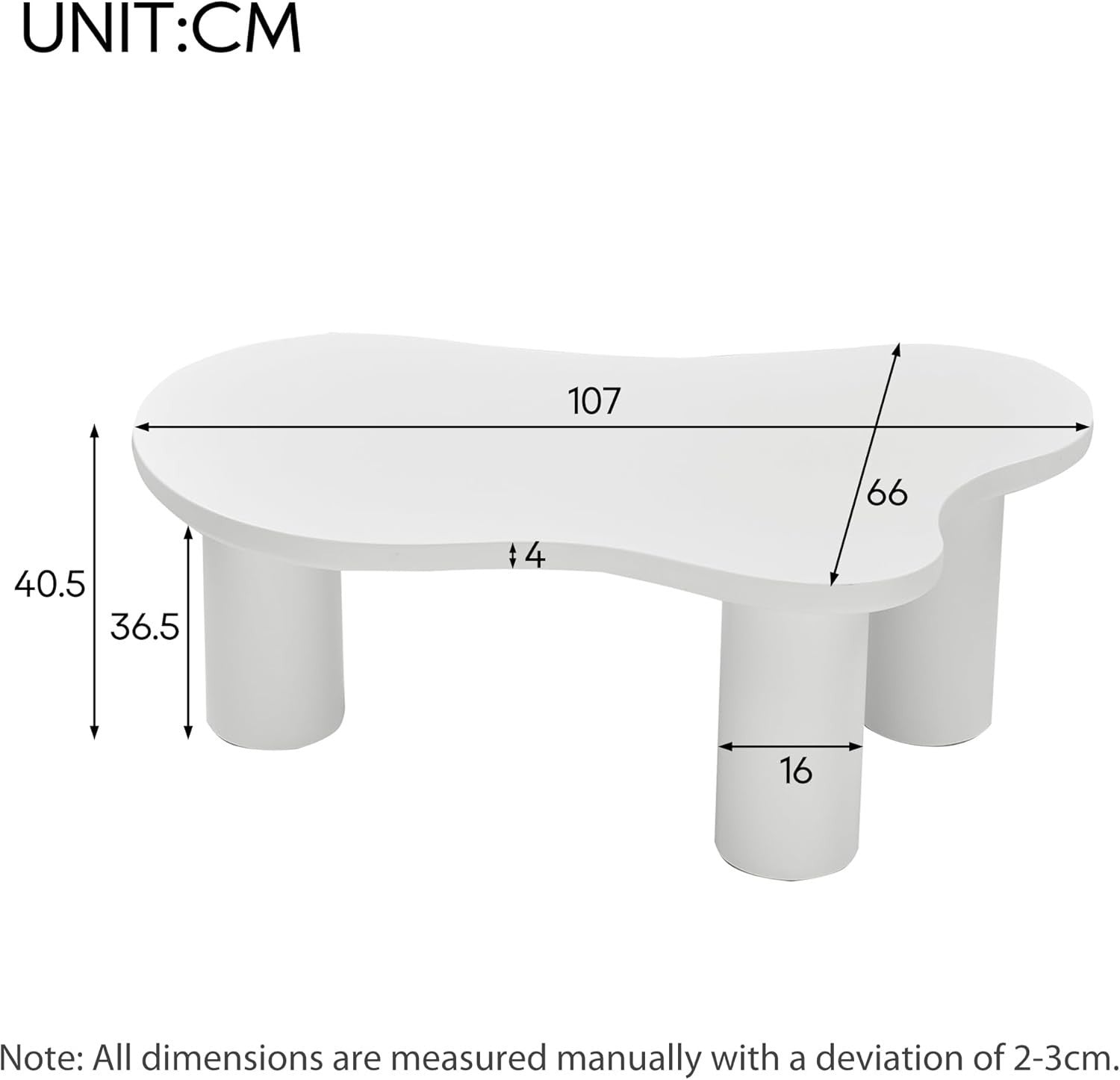 Unique Cloud-Shaped Coffee Table, Spacious 107x66x40.5cm, Modern & Stable