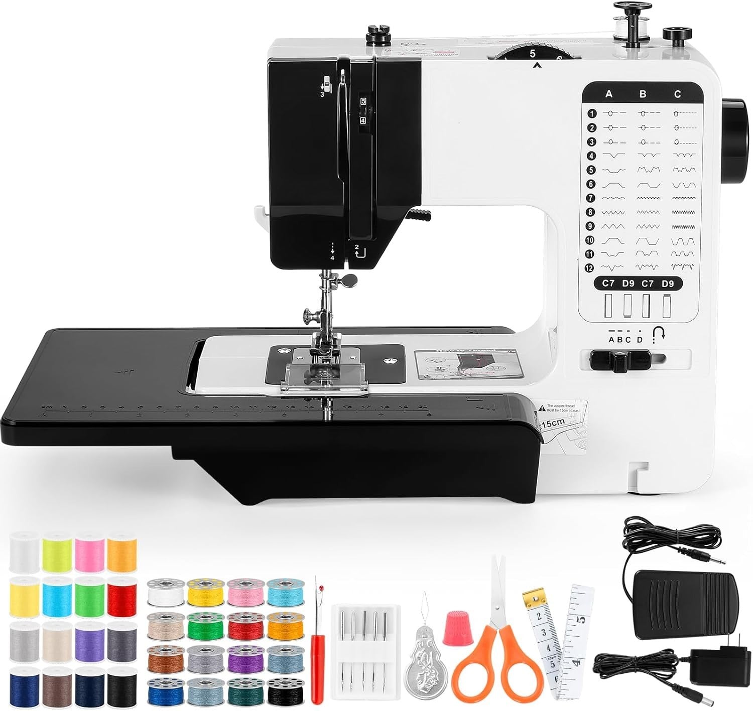 Mini Sewing Machine 38 Stitches Adjustable Speed Foot Pedal Kit
