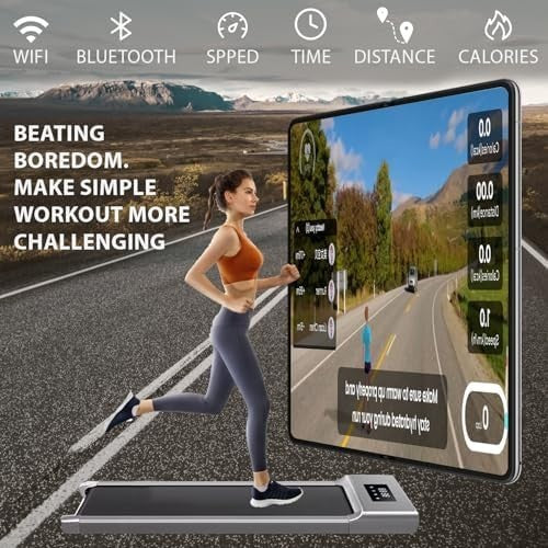 Under Desk Treadmill Home Walking Pad 1-12km/h Foldable Bluetooth Grey