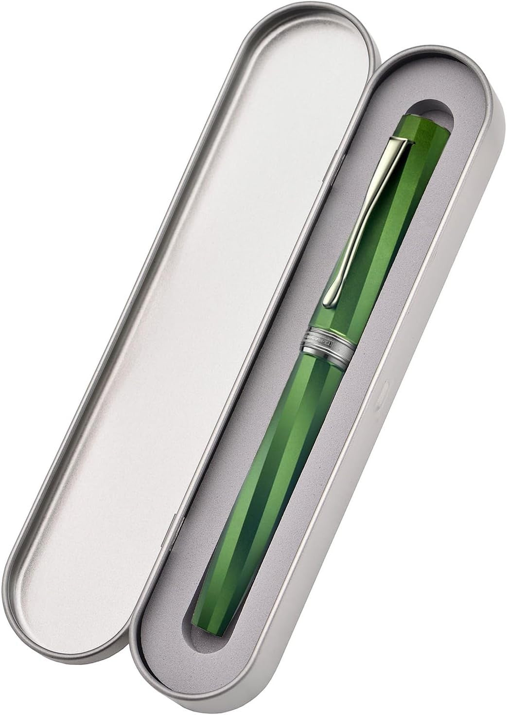 Luxury Metal Fountain Pen Fine Soft Nib Green Twill Gift Box Set Case