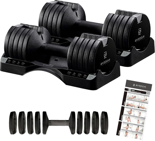 12.5lb Adjustable Dumbbells Pair 5-in-1 Quick Select Home Gym Weights