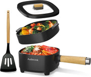 Electric Hot Pot Multi-Cooker 2L Ceramic Non-Stick Pan with Steamer Lid