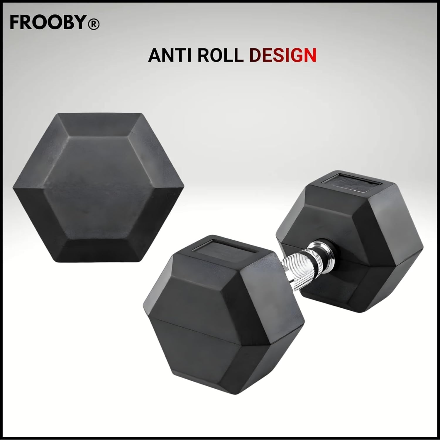 Hex Dumbbell Pair Rubber Coated Anti Roll Weights Home Gym 25kg