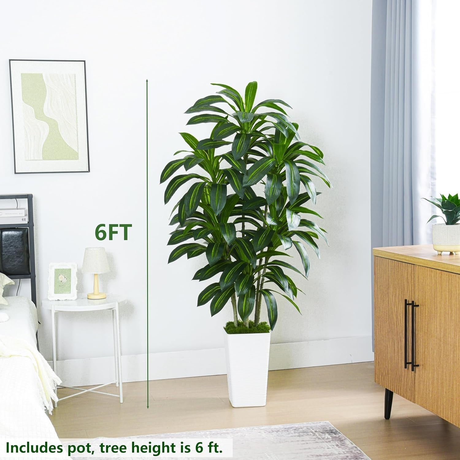 Artificial Dracaena Plant 180cm Tall in White Planter Faux Yucca Tree Home Decor