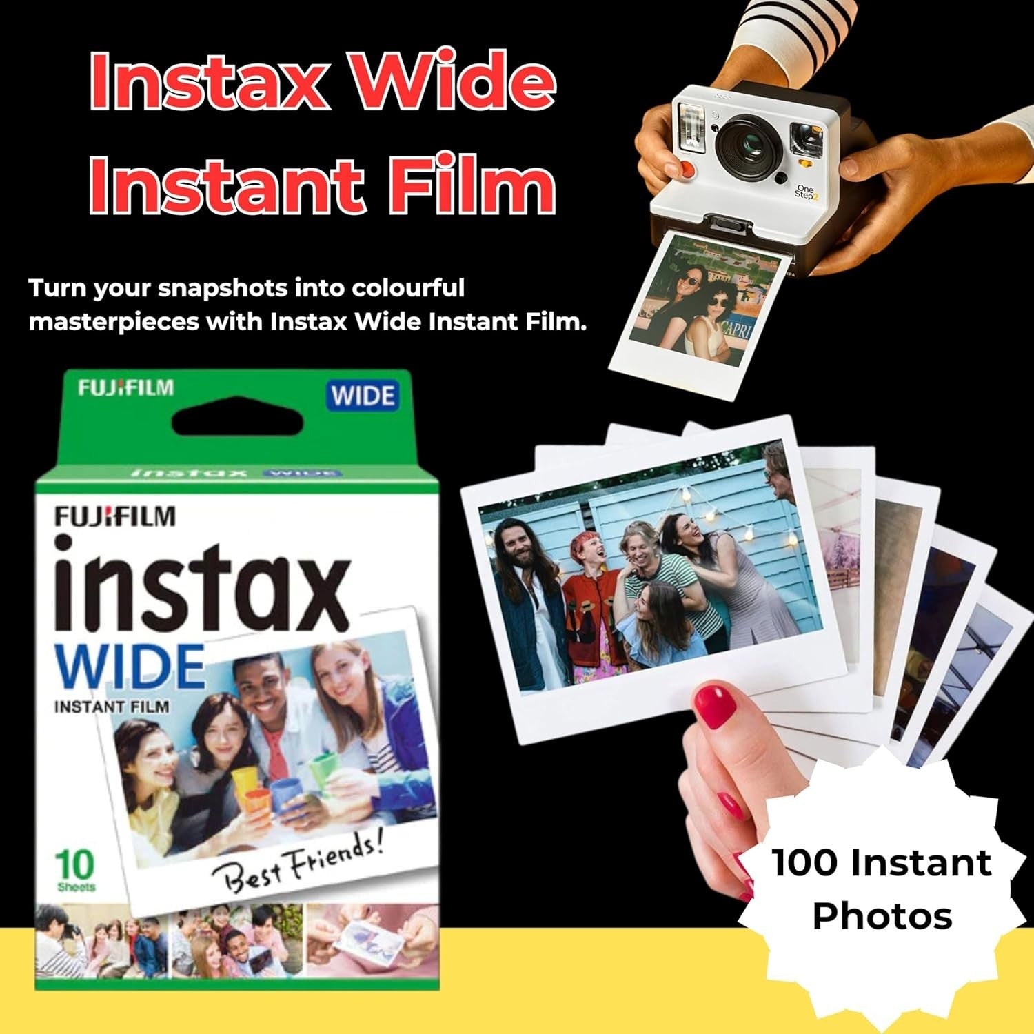 Instax Wide Film Bundle 100 Shots Photo Album Wall Display Kit