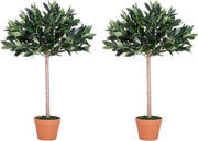 Set of 2 Artificial Olive Trees 90cm Faux Green Potted Plants Home Garden Decor