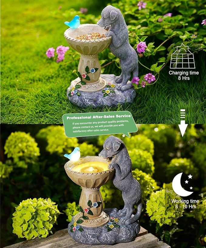 Dachshund Dog Bird Bath Garden Statue – Outdoor Ornament Sculpture Gift