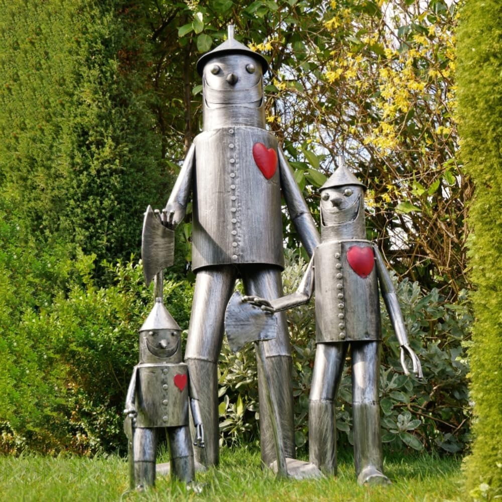 Large Tin Man Garden Ornament 135cm Outdoor Metal Statue Retro Lawn Sculpture