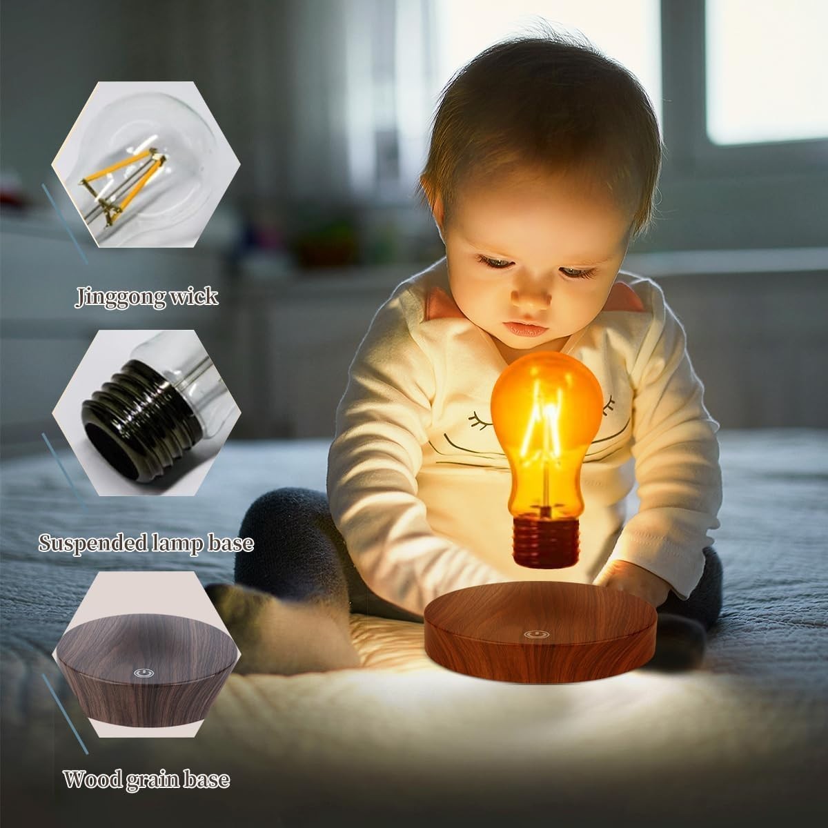 Levitating LED Bulb Lamp, Magnetic Floating Touch Desk Light 10cm
