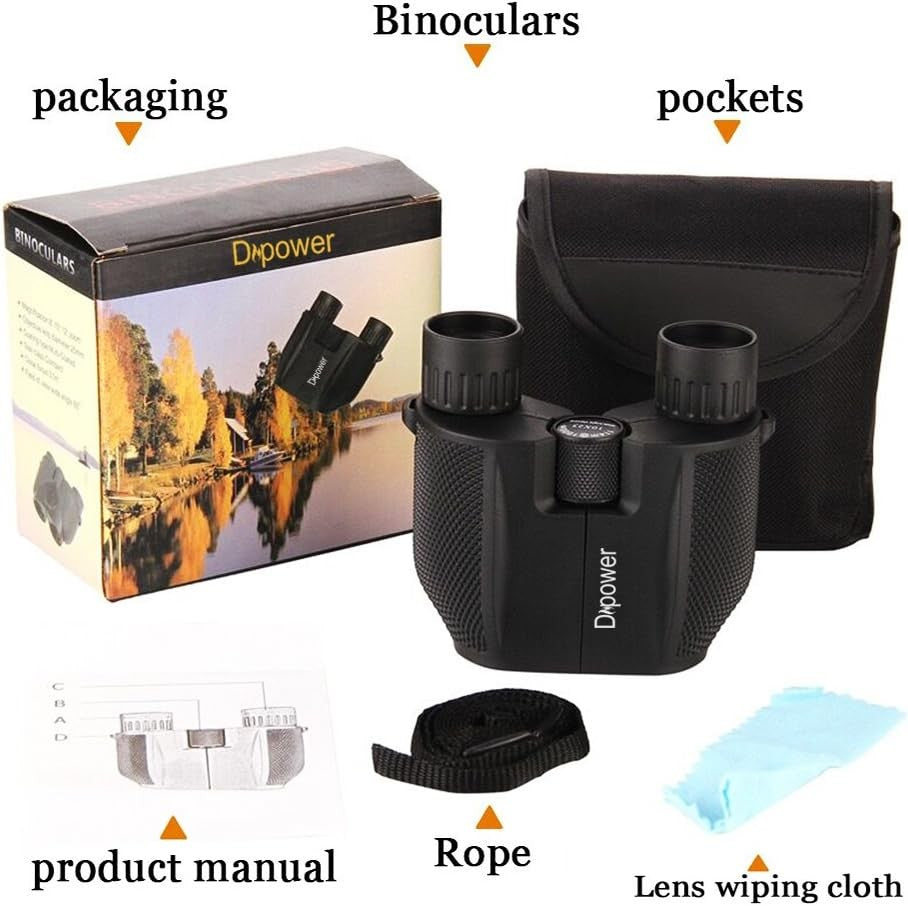 10x25 Compact Waterproof Binoculars HD Folding Travel Hiking Bird Watching