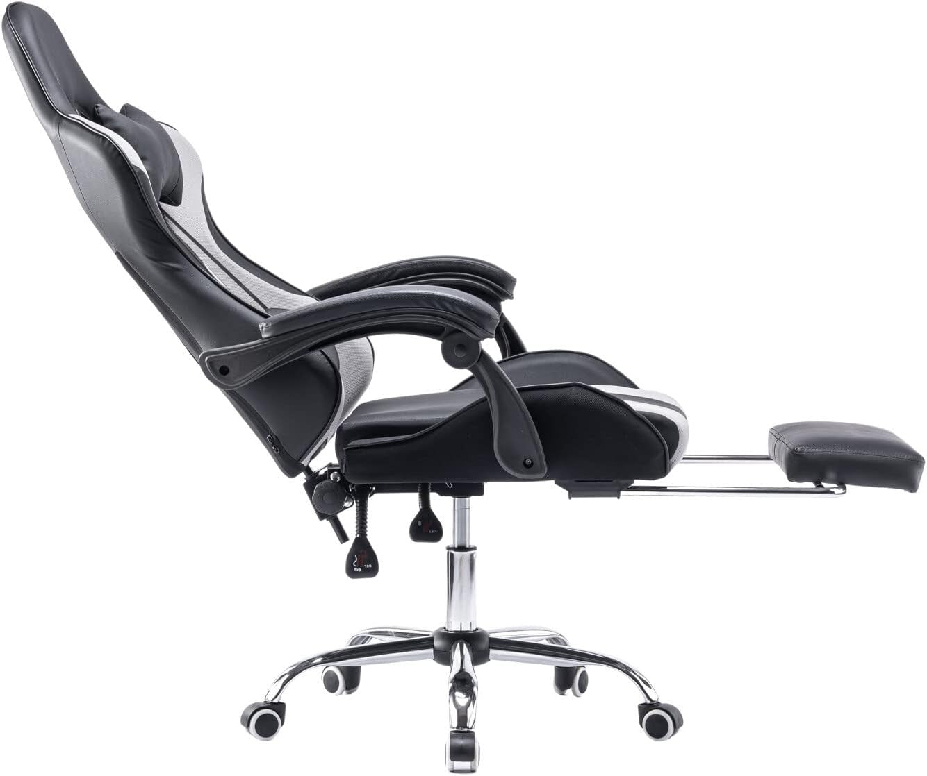 Ergonomic Gaming Chair Reclining Swivel Office Chair w/ Footrest Grey