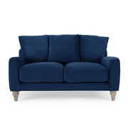 Navy Velvet 2 Seater Sofa with Scatter Back Cushions & Deep Foam Seat