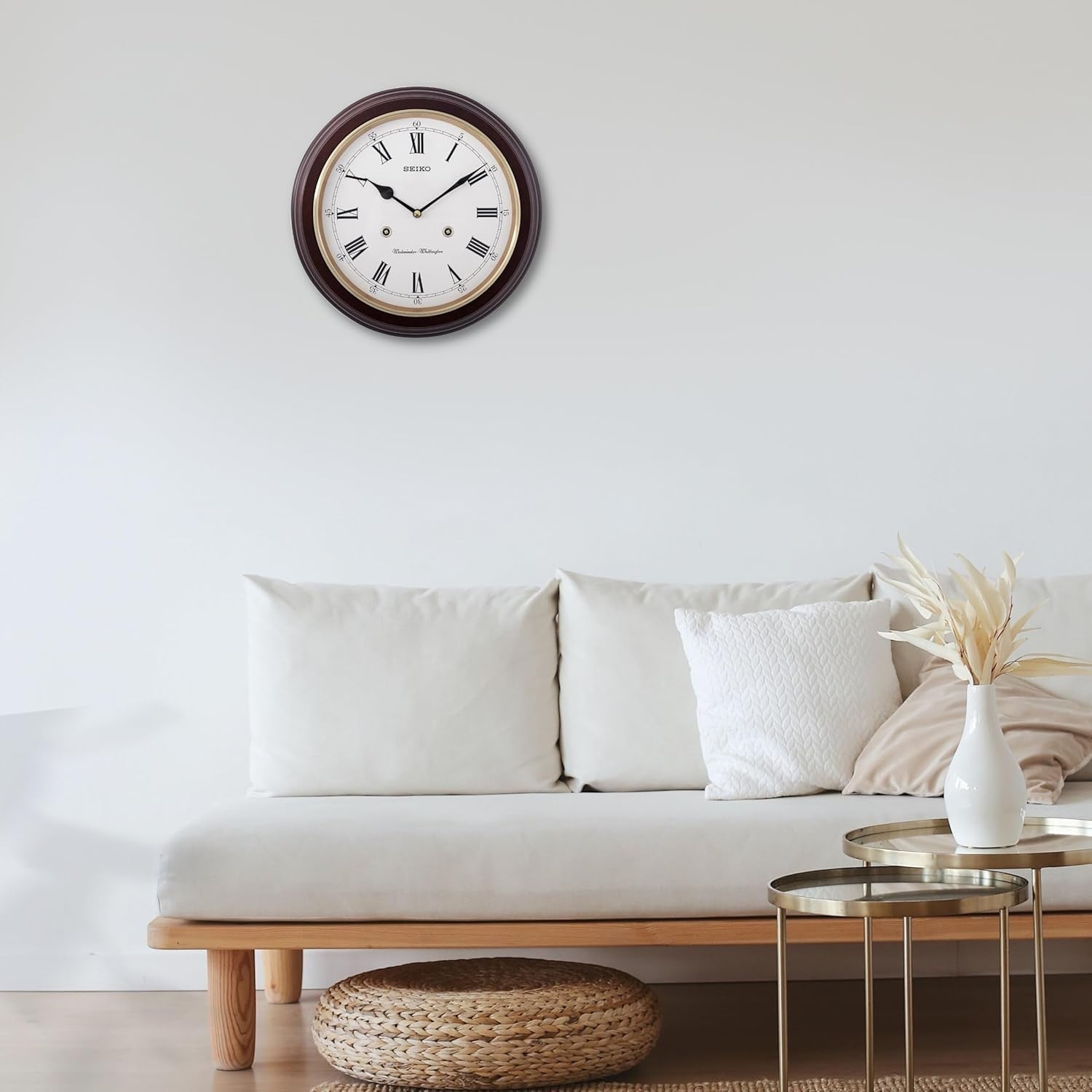 Westminster Chime Wall Clock Silent Quartz Modern Vintage Station Style