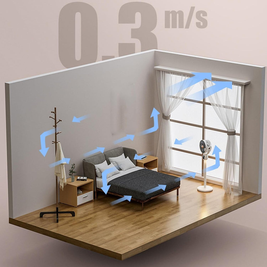 8000mAh Rechargeable Standing Fan – 12-Speed Quiet Air Circulator w Remote Timer