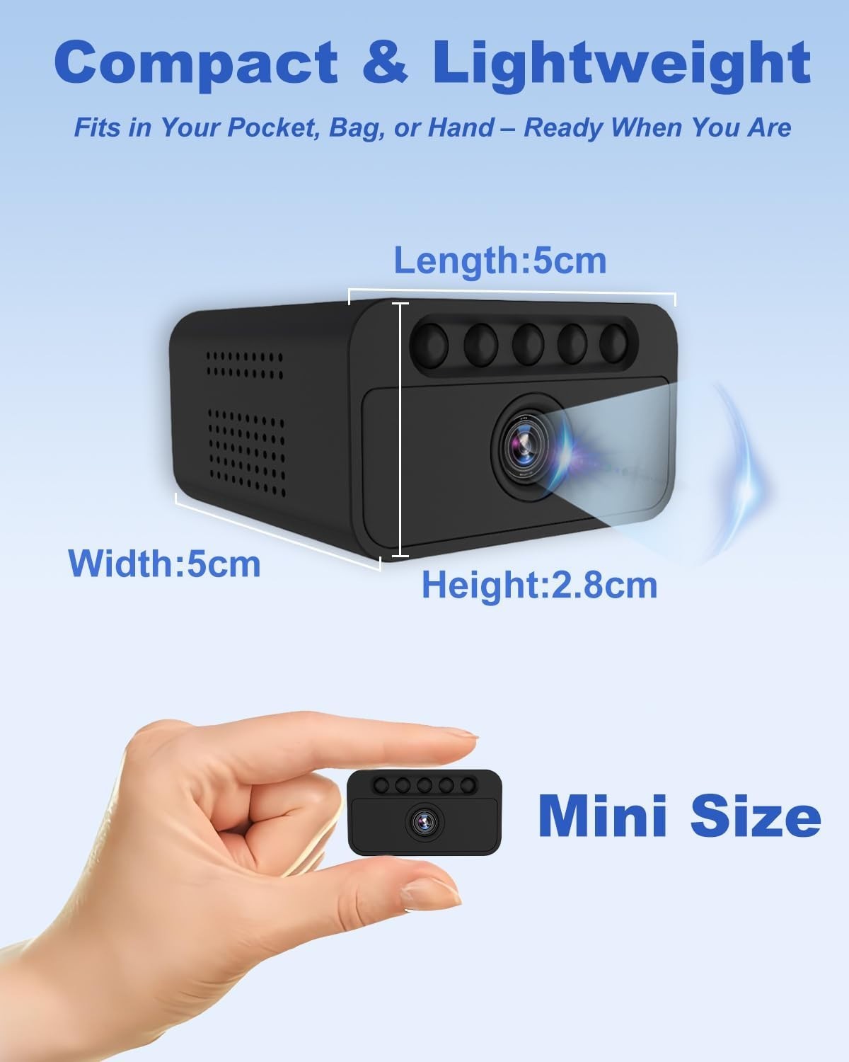 4K Mini Security Camera No WiFi Wireless Night Vision Motion Sensor