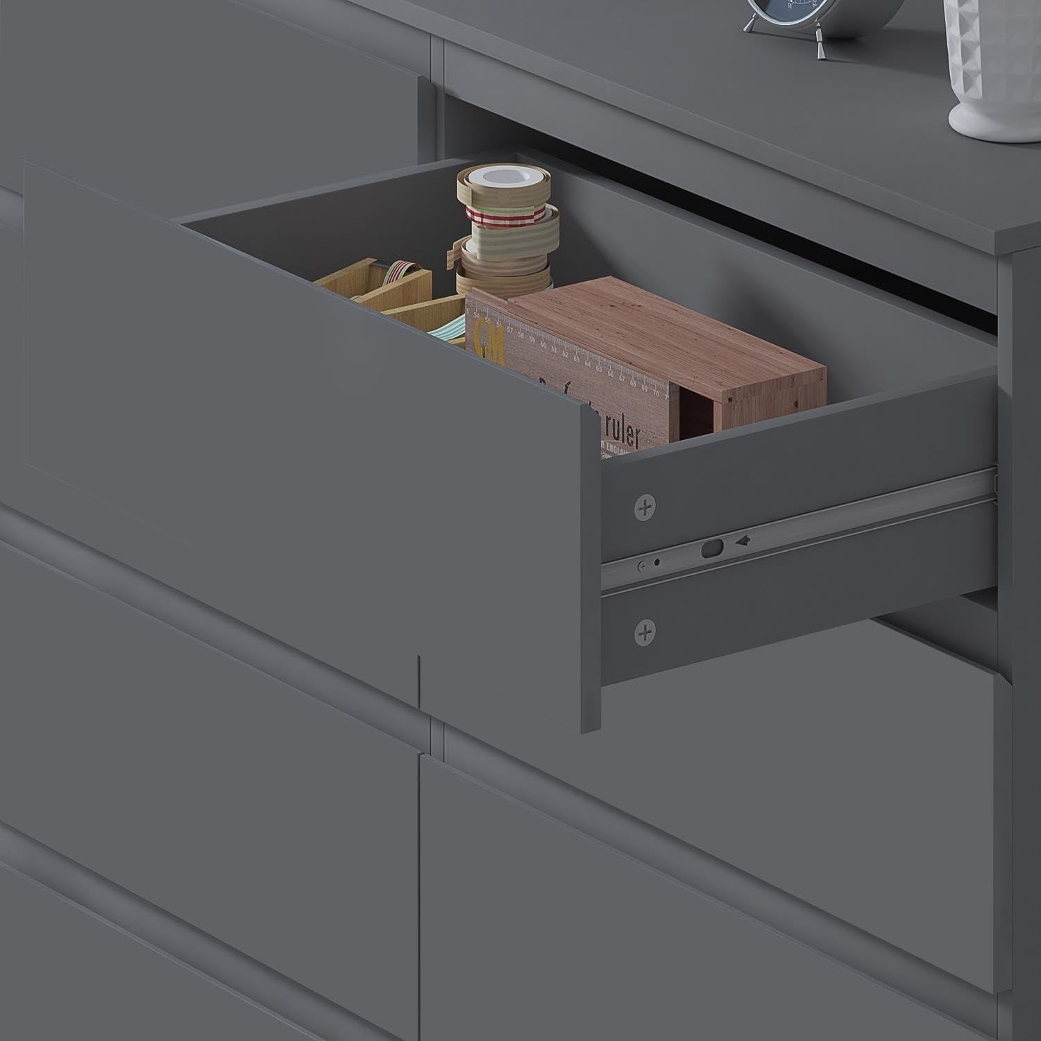 Matt Grey 8 Drawer Chest XL Modern Storage Cabinet Bedroom Dresser Unit