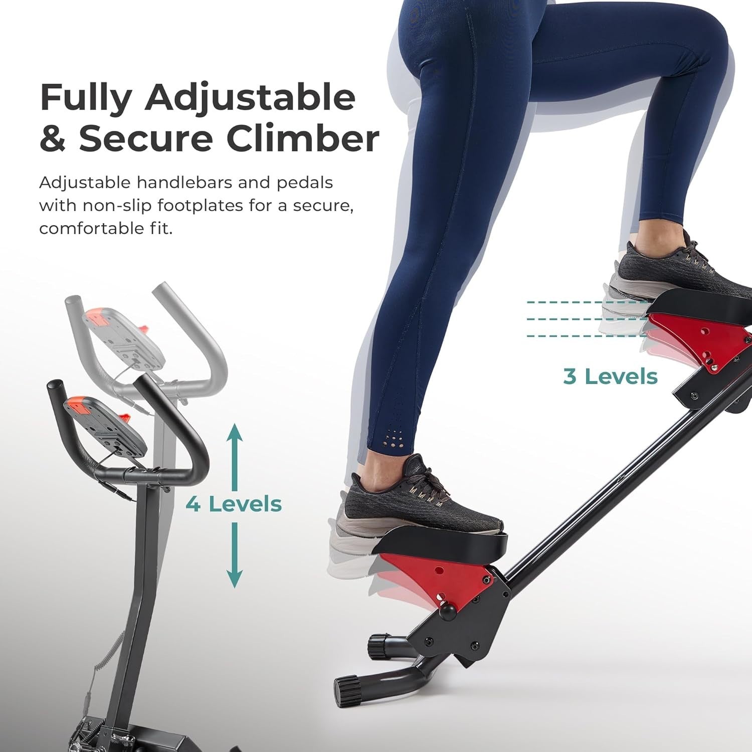 Height-Adjustable Stair Stepper for Home w/ Extended Step Range & LCD Monitor