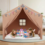 Large Kids Play Tent Indoor Outdoor Castle Bed Playhouse Brown