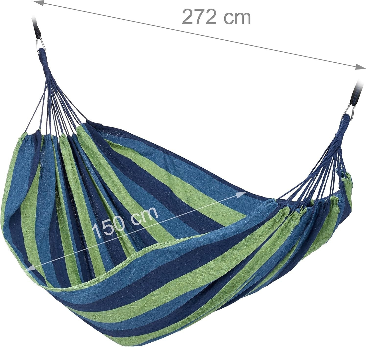 Blue-Green XXL Cotton Hammock for 2 Adults | Portable Indoor & Outdoor 272cm