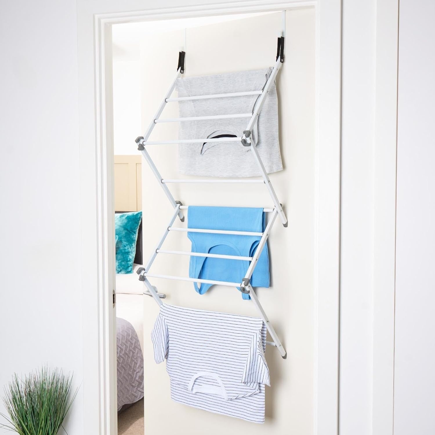 Over Door Clothes Airer Folding Drying Rack 5m Space Saving Indoor Laundry