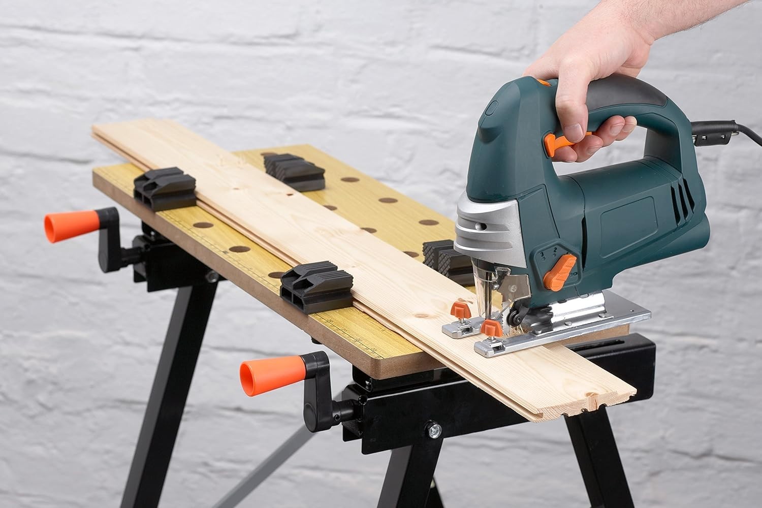 Folding Workbench Clamping Table 150kg Load Metal Frame Portable Workshop