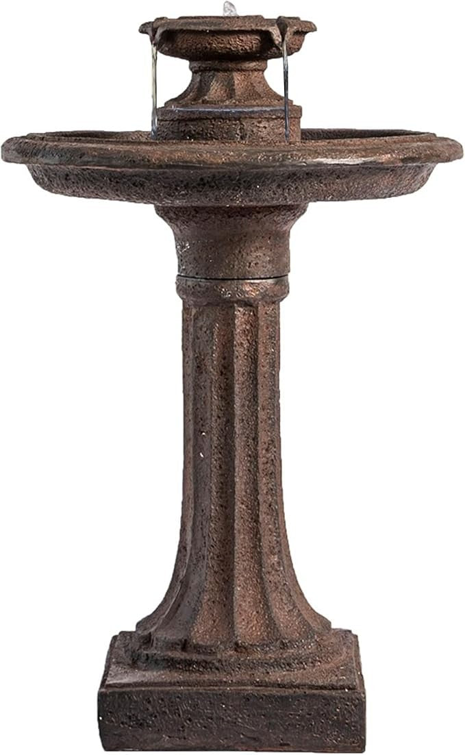 Outdoor Water Fountain Bird Bath – 28" Resin Garden Cascade Feature