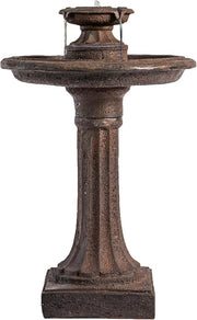 Outdoor Water Fountain Bird Bath – 28" Resin Garden Cascade Feature