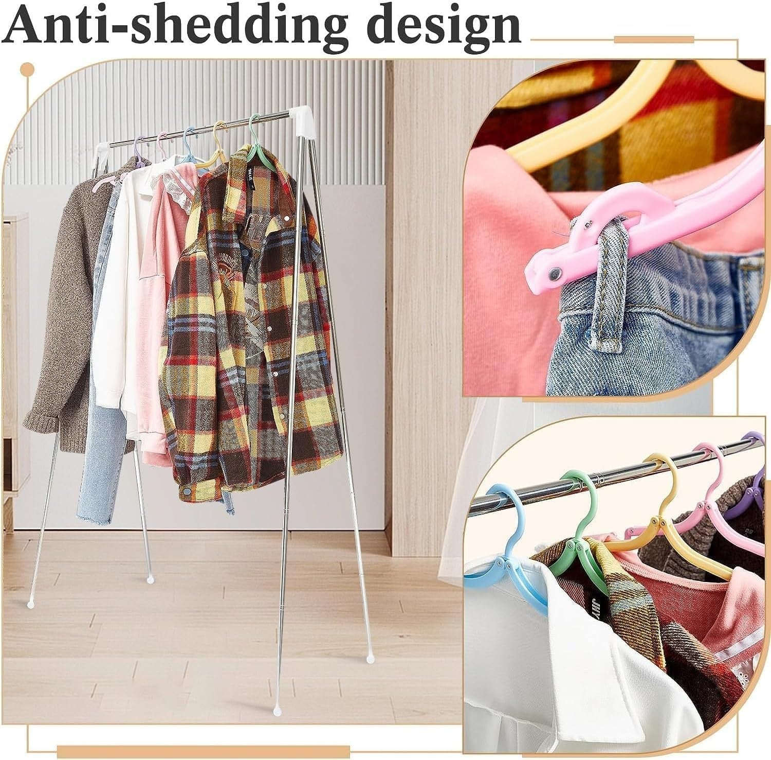 Portable Folding Clothes Rack Travel Collapsible Rail White
