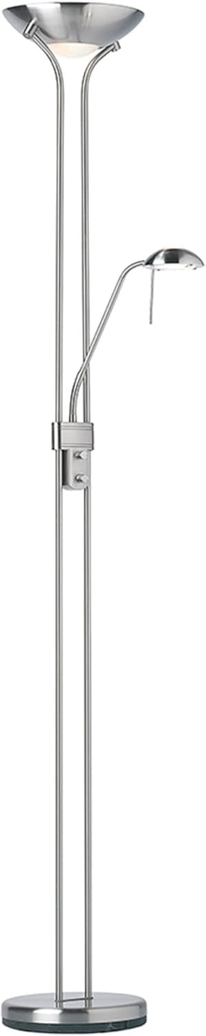 Mother Child Floor Lamp Uplighter Reading Light Satin Chrome Dimmable
