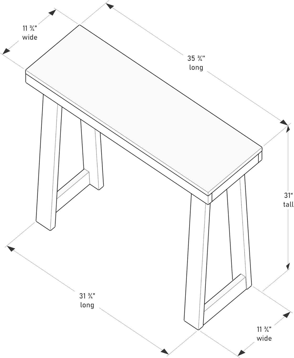 36 Inch Narrow White Wood Console Table – Slim Hallway Sofa Accent