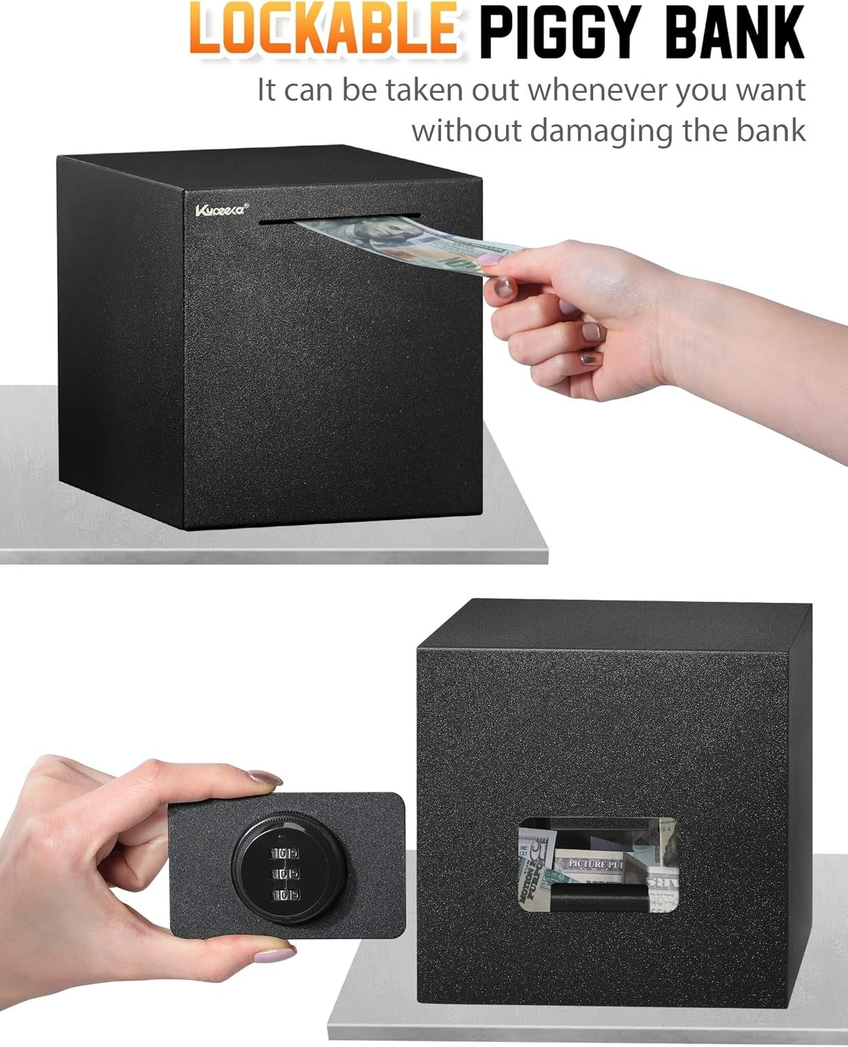 Locking Metal Piggy Bank Money Saving Box Combination Password Safe