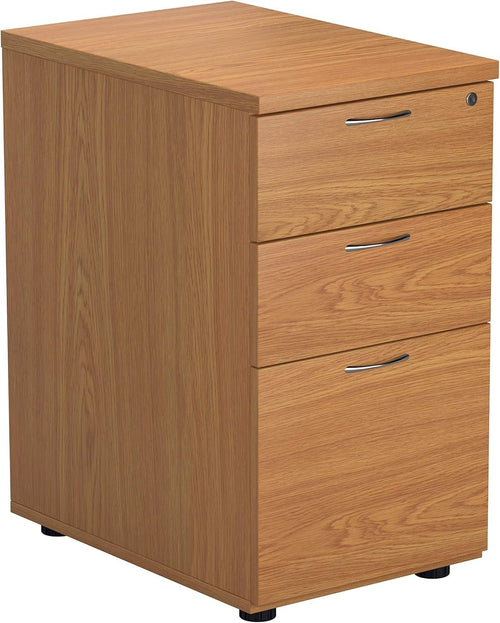 Oak 3 Drawer Lockable Filing Cabinet 40x60x73cm Wood Pedestal