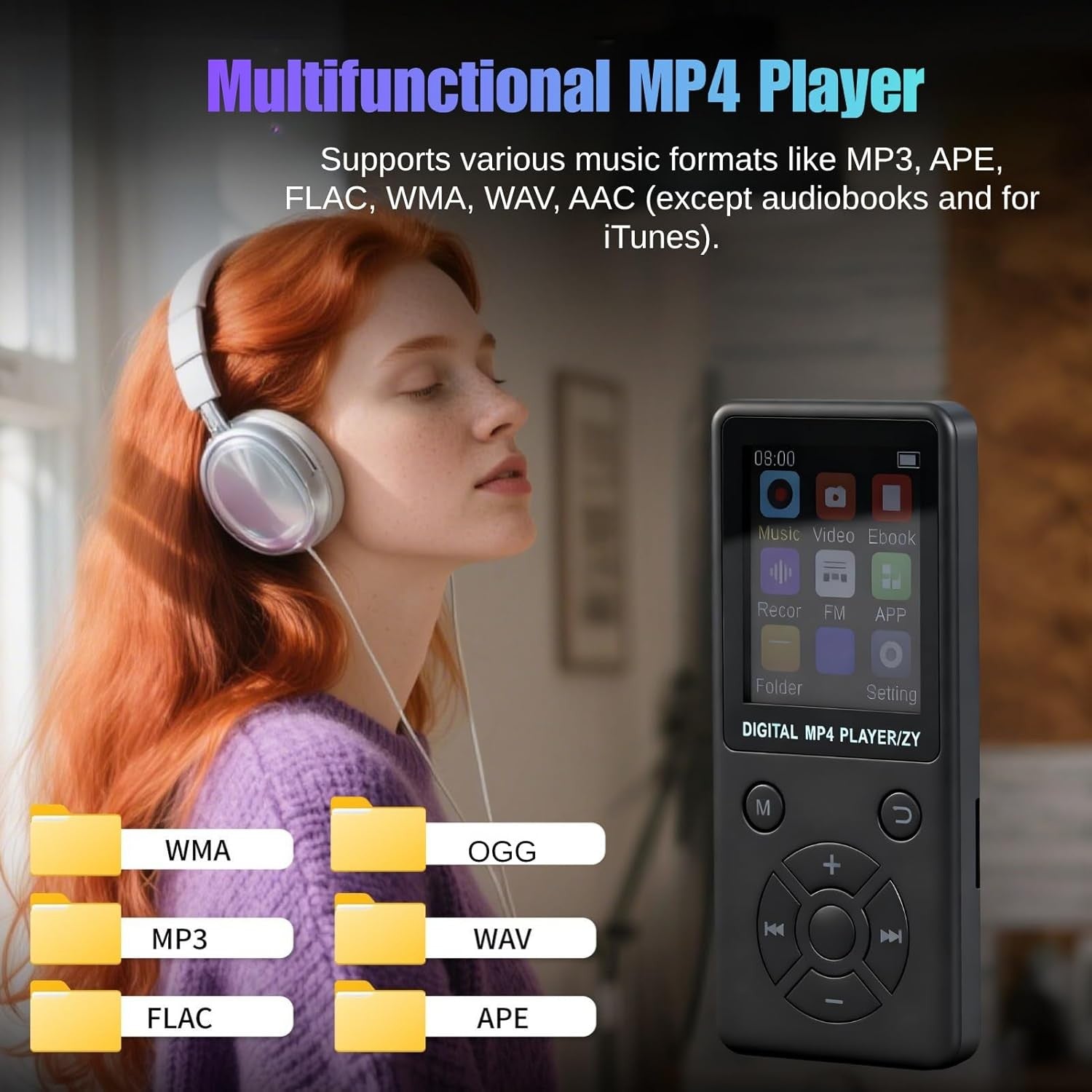 64GB Bluetooth 5.0 MP3 Player Black 1.8" LCD FM