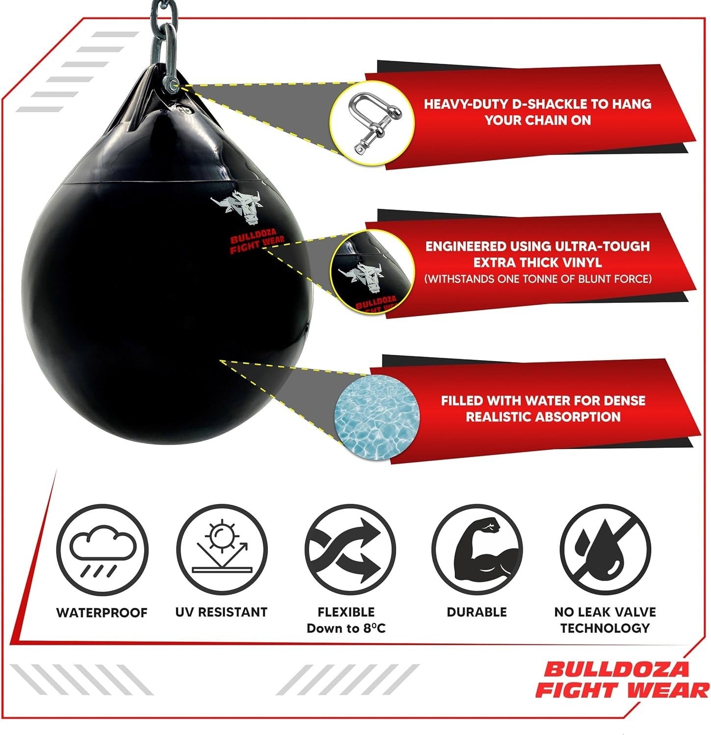 Water Filled Punching Bag 33kg Heavy Duty Boxing Uppercut Training
