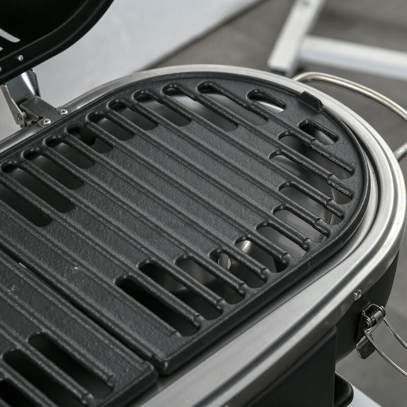 Foldable Tabletop Gas BBQ Grill 2 Burner w/ Lid, Thermometer, Regulator