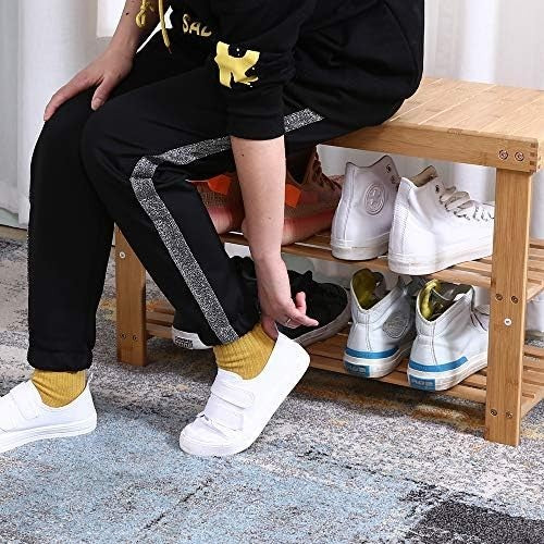 Natural Bamboo 3-Tier Shoe Storage Bench – Eco Entryway Organizer Seat