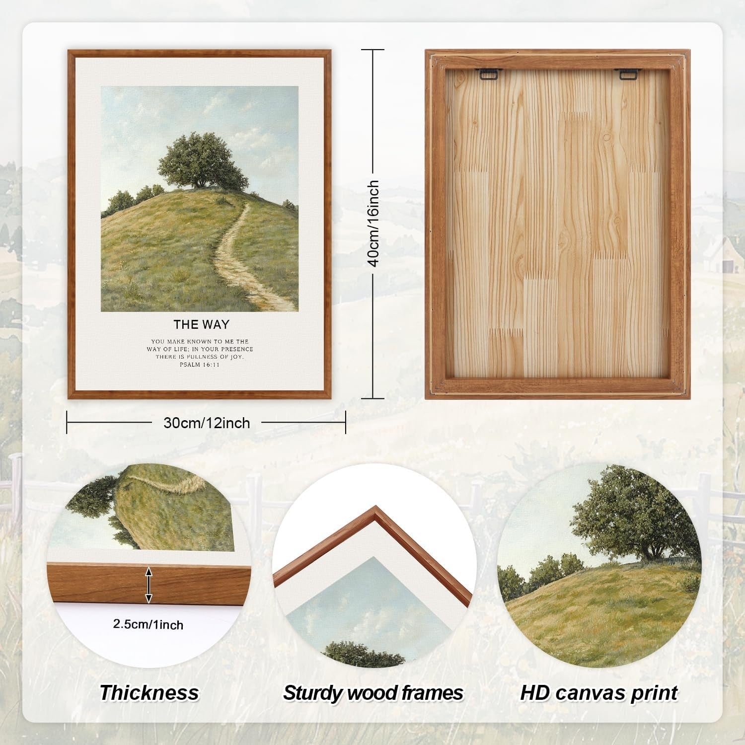 Christian Bible Verse Wall Art 3 Panel Framed Canvas 30x40cm