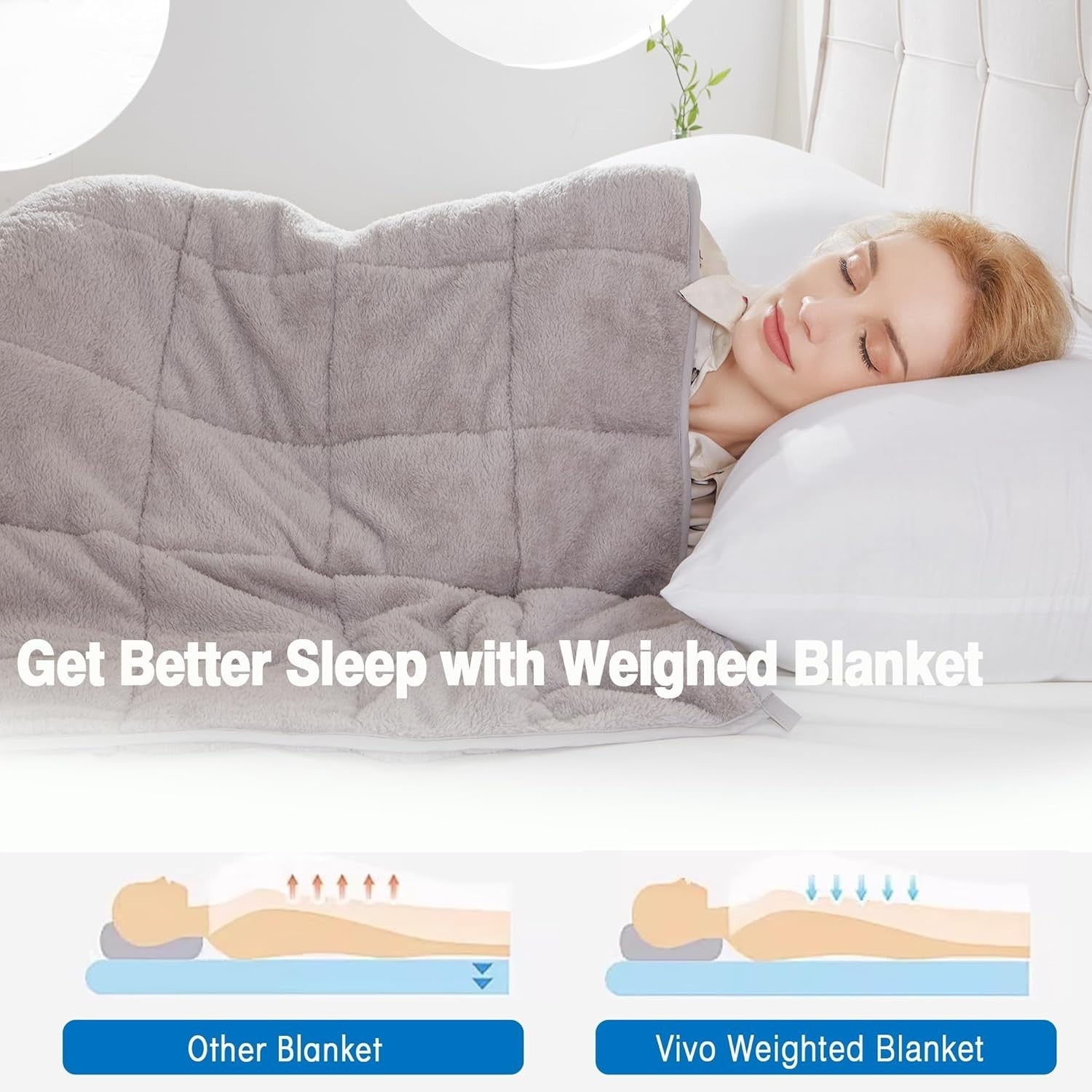 6kg Weighted Blanket, Silver Grey Teddy Fleece Quilted 125x180cm Anxiety Relief