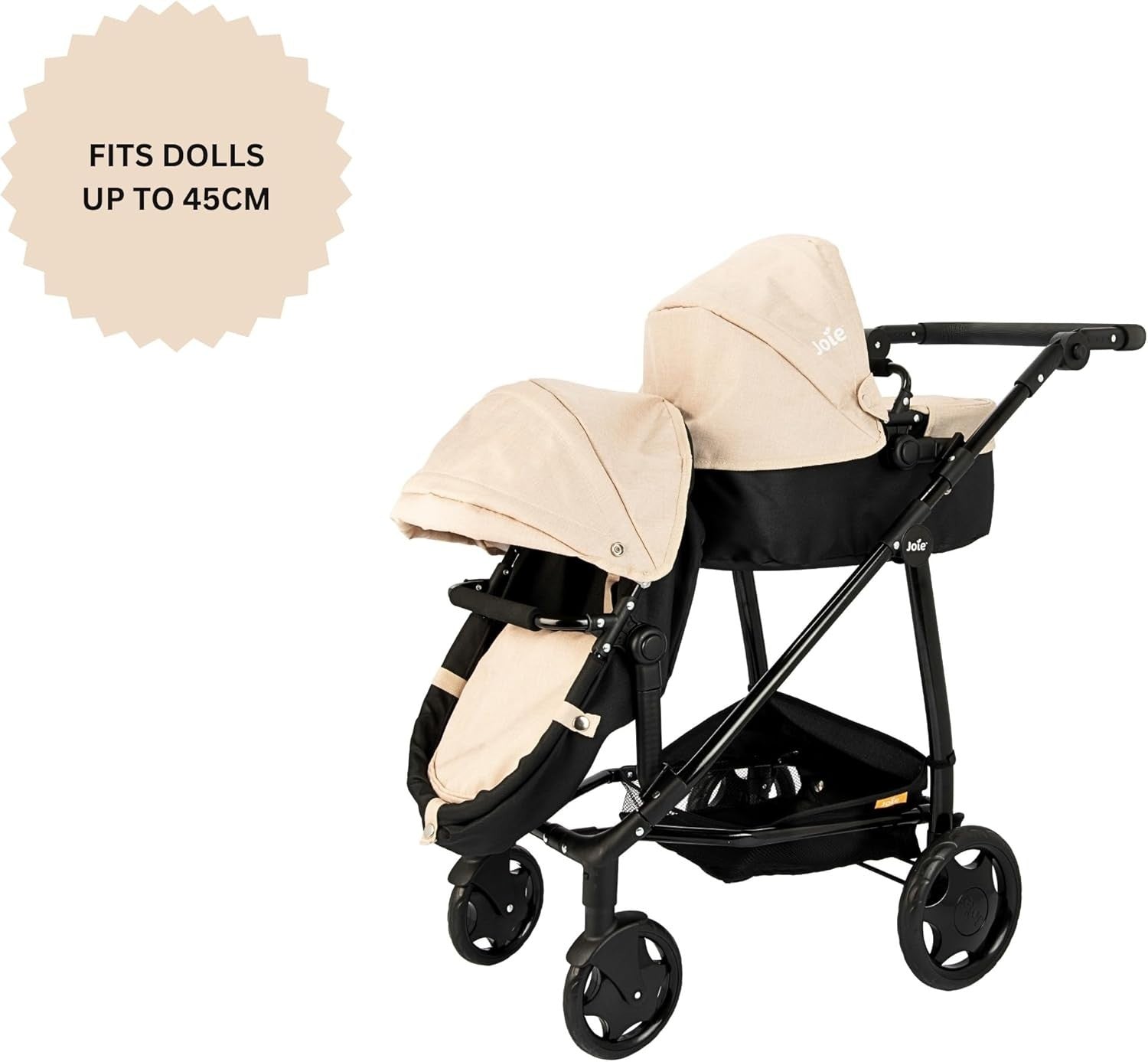 Double Dolls Pram Twin Pushchair Toy, Adjustable Handle, Fold Flat