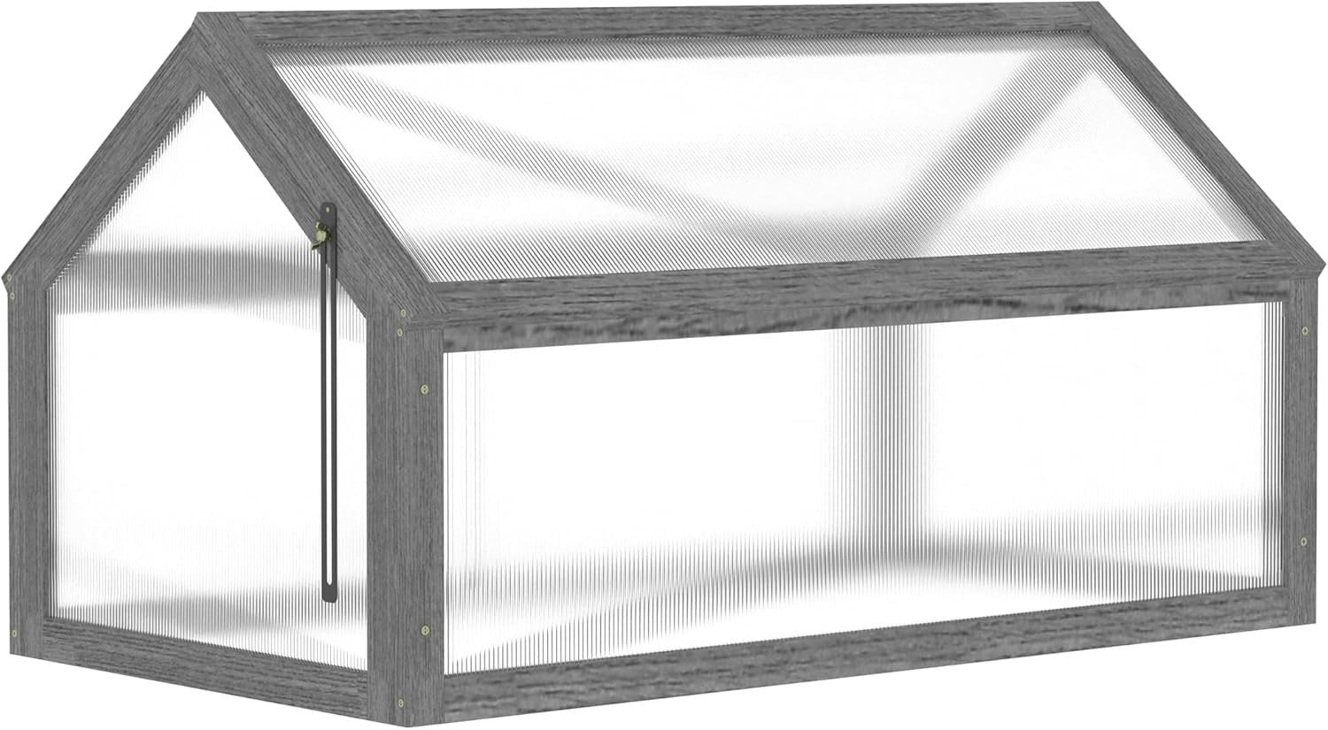 Grey Wooden Cold Frame Greenhouse Polycarbonate Mini Grow House for Plants