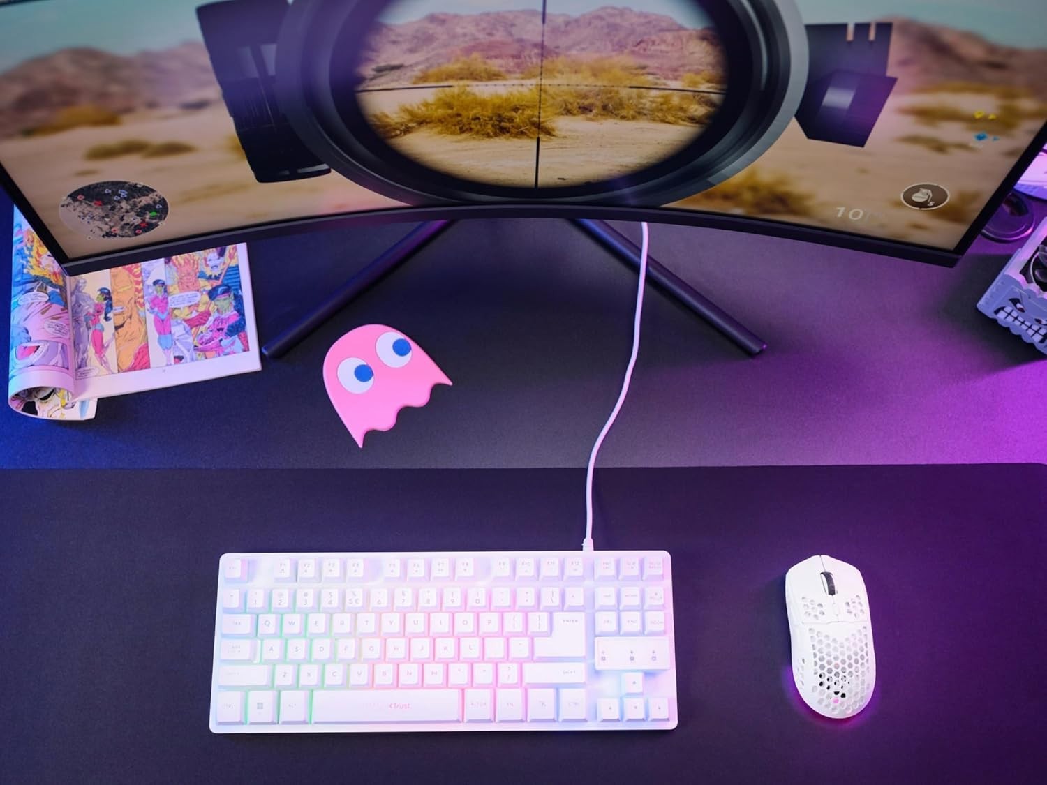 Ultralight Wireless Gaming Mouse 75g 80H RGB 4800 DPI White