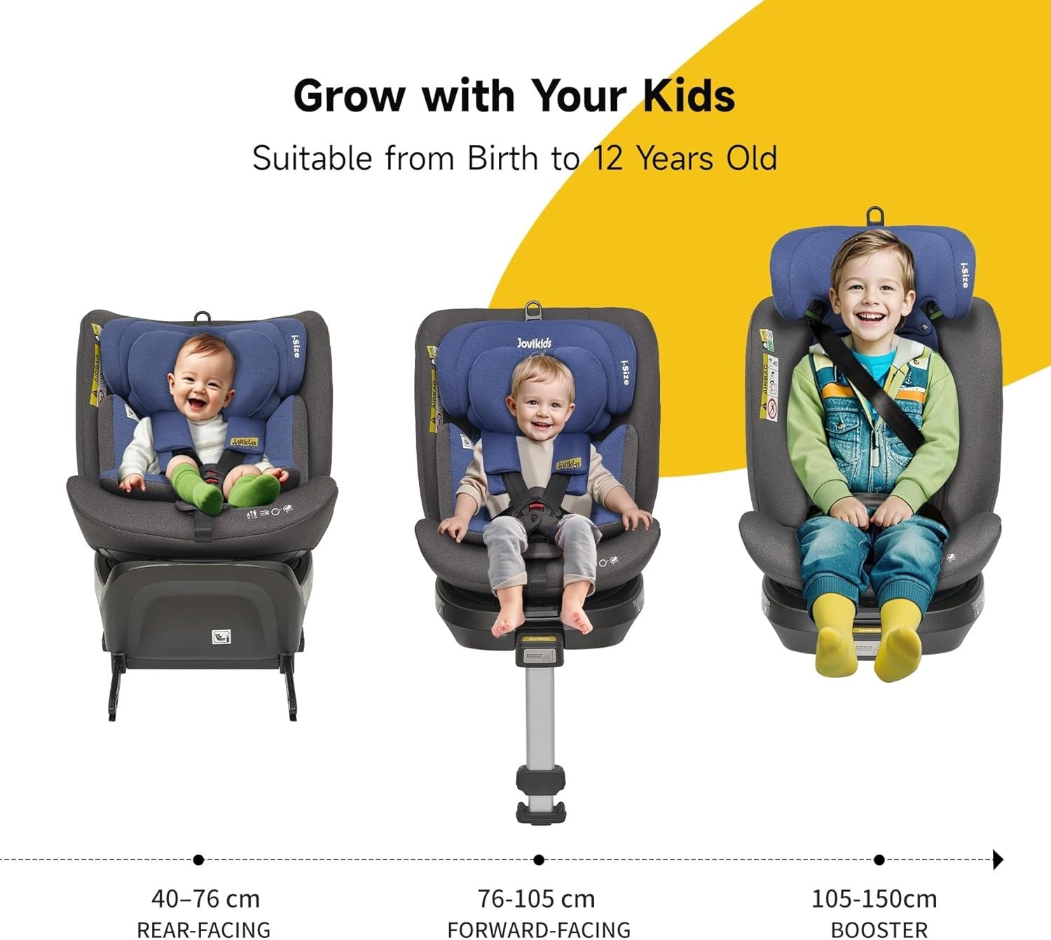 360° Rotating i-Size Baby Car Seat ISOFIX 40–150cm Recline Safety