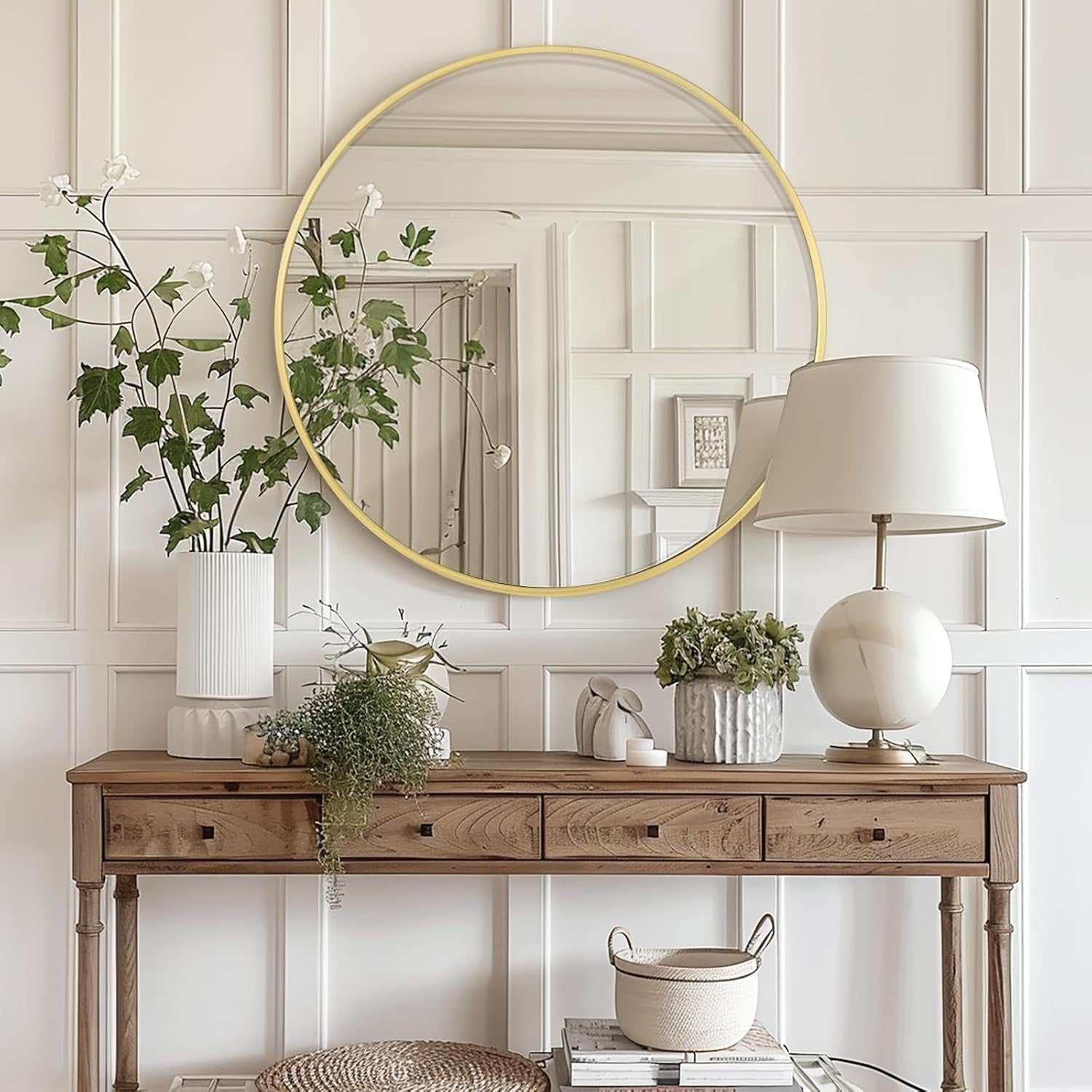 Gold Round Wall Mirror 60cm Vanity Bathroom Decor Hallway Luxury Look