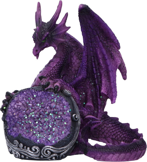 Purple Dragon Geode Ornament 11.5cm | Crystal Sphere Fantasy Figurine Gift Decor