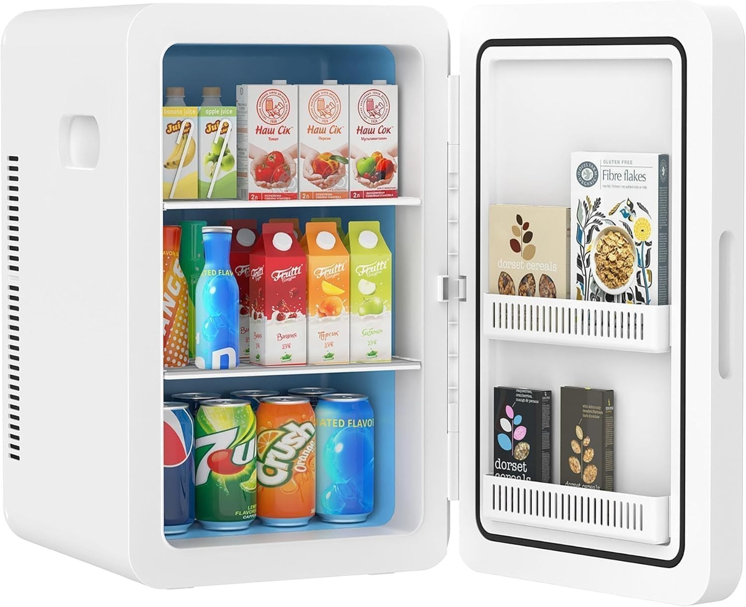22L Mini Fridge Cooler & Warmer | Portable, Adjustable Shelves, 30 Cans White