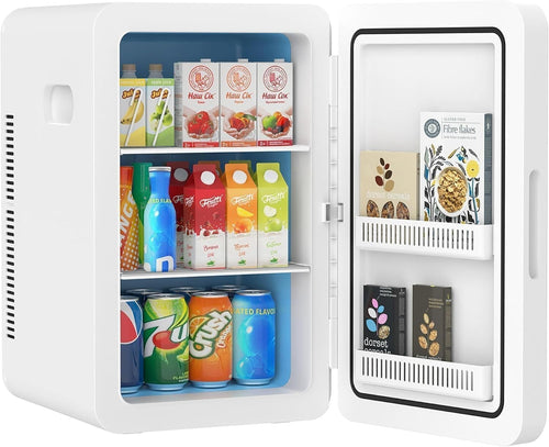 22L Mini Fridge Cooler & Warmer | Portable, Adjustable Shelves, 30 Cans White
