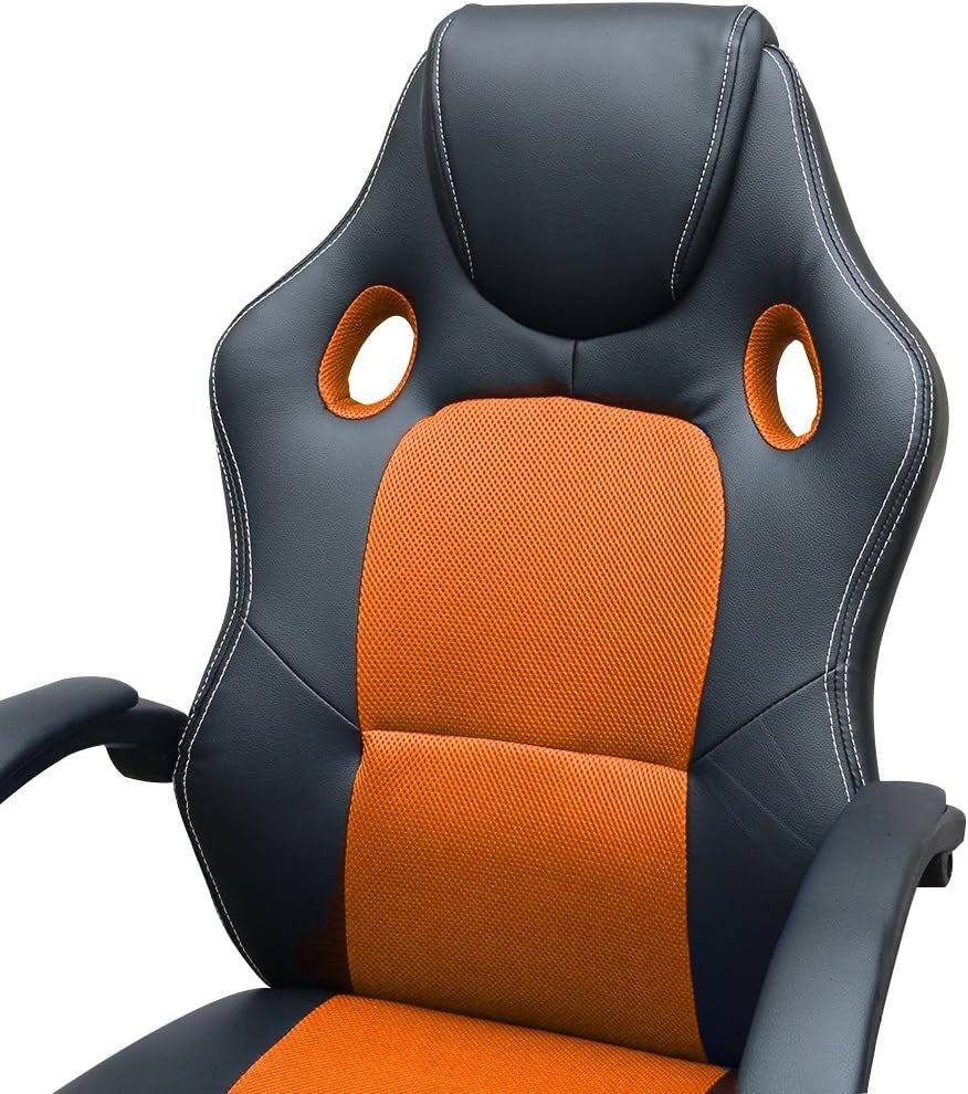 Racing Style Gaming Chair Orange PU Leather Ergonomic Swivel Desk