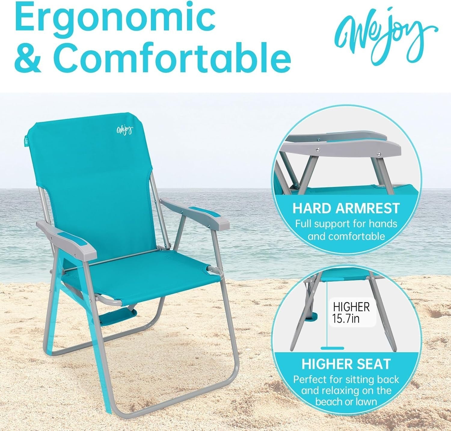 Portable Folding Garden Chairs 2-Pack High Back Camping Beach Chairs